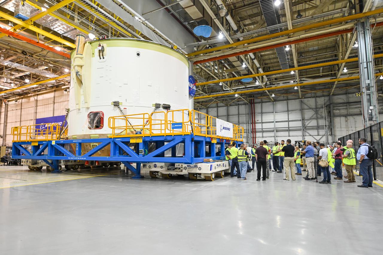 Technicians at NASA’s Michoud Assembly Facility in New Orleans moved the engine section for NASA’s Space Launch System (SLS) rocket to another part of the facility on Sept. 3 to prepare it for joining to the rest of the rocket’s core stage. The engine section, which comprises the lowest portion of the 212-foot-tall stage, is the last major component to be horizontally integrated to the core stage. Michoud crews completed assembly on the flight hardware that will be used for Artemis I, the first lunar mission of SLS and NASA’s Orion spacecraft, on Aug. 29. NASA and Boeing engineers removed the scaffolding surrounding the hardware to use a special tool to properly position the engine section for its attachment to the rest of the stage. The core stage’s two liquid propellant tanks and four RS-25 engines will produce more than 2 million pounds of thrust to send the SLS rocket and Orion on the Artemis lunar missions. The engine section houses the four RS-25 engines and includes vital systems for mounting, controlling and delivering fuel form the propellant tanks to the rocket’s engines. Offering more payload mass, volume capability and energy to speed missions through space, the SLS rocket, along with NASA’s Gateway in lunar orbit and Orion, is part of NASA’s backbone for deep space exploration and the Artemis lunar program. No other rocket is capable of carrying astronauts in Orion around the Moon in a single mission.